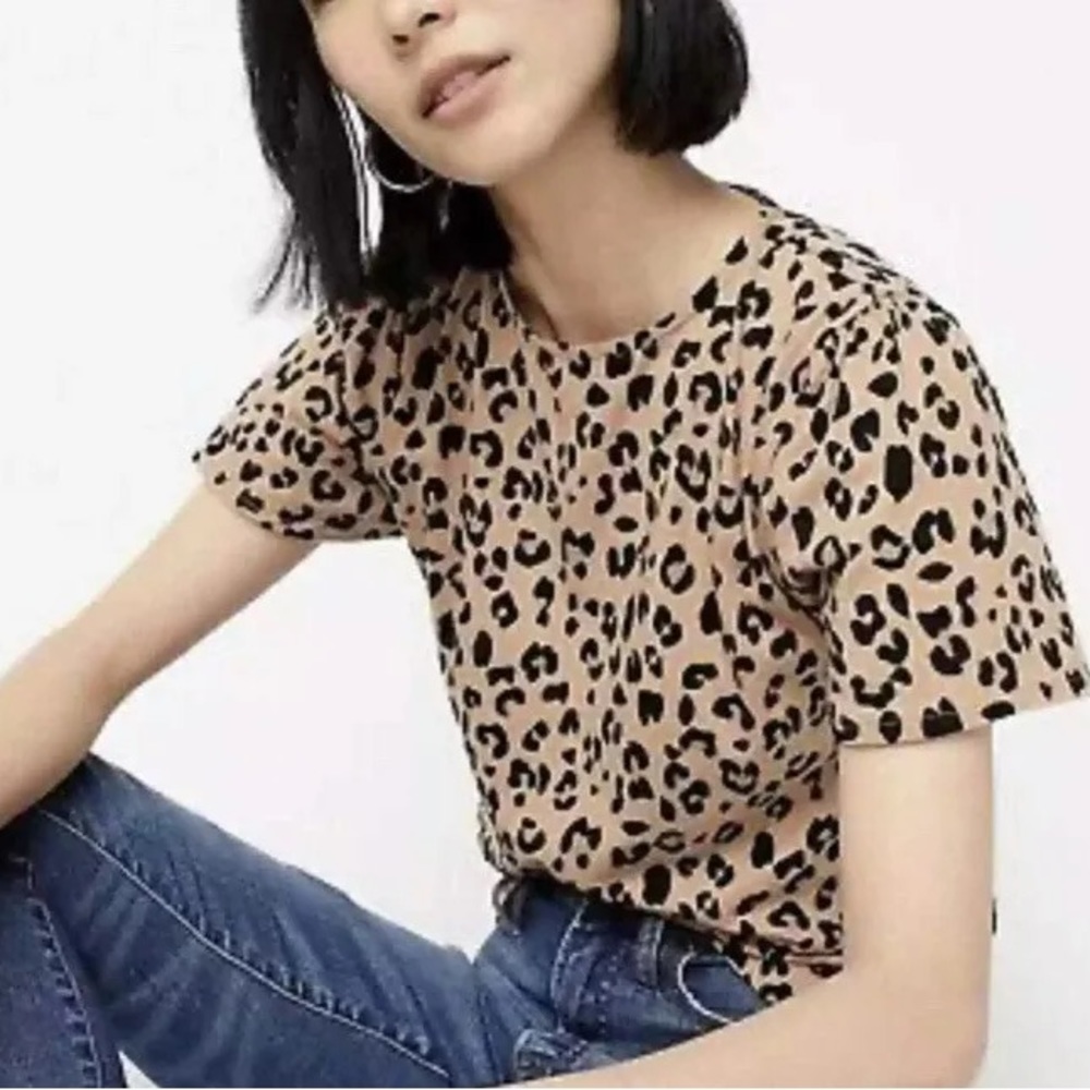 NWOT J. Crew Puff Sleeve Leopard Print Top